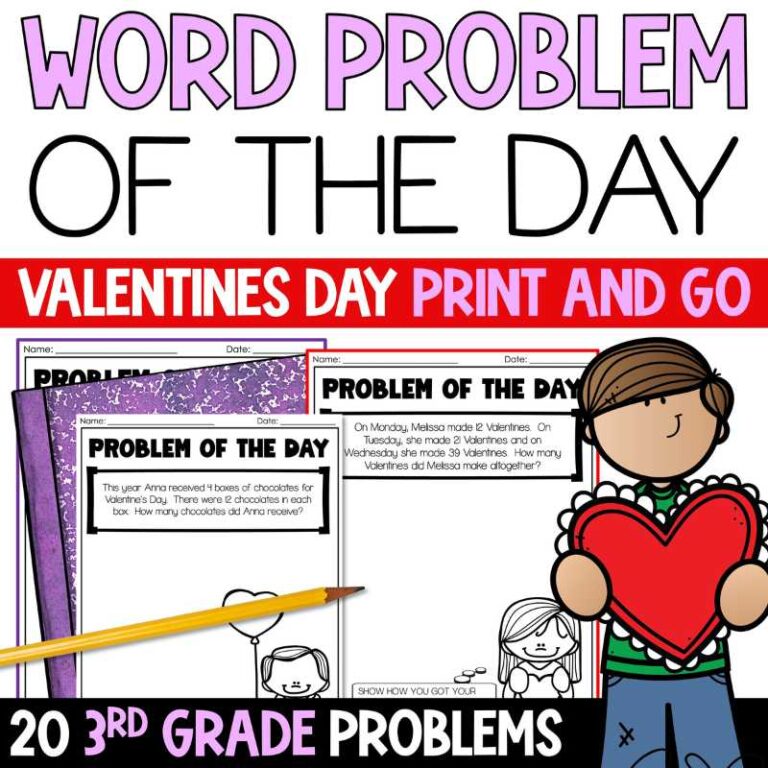 Valentines Day February 3rd Grade Math Word Problems Morning Work ...