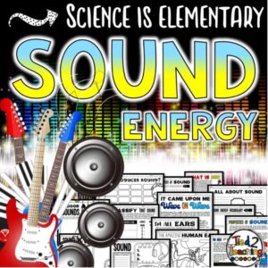 Sound Science Unit Product Cover from Tied 2 Teaching. Contains Reading Passages, Interactive Notebook Activities and More.