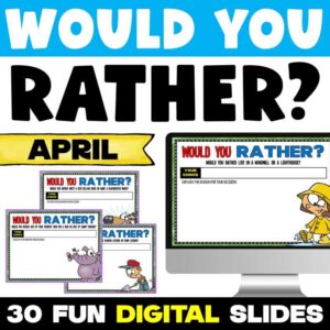 April and Spring Would You Rather Writing Prompts by Tied 2 Teaching Product Cover