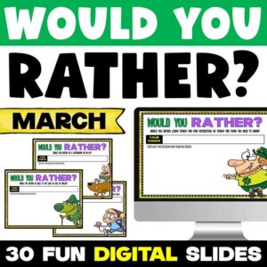 March and St. Patrick's Day Would You Rather Writing Prompts by Tied 2 Teaching Product Cover