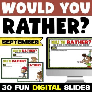 September and Fall Would You Rather Writing Prompts by Tied 2 Teaching Product Cover