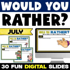July and Patriotic Would You Rather Writing Prompts by Tied 2 Teaching Product Cover