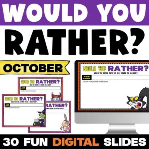 October and Halloween Would You Rather Writing Prompts by Tied 2 Teaching Product Cover
