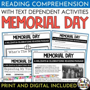 Memorial Day Holiday Nonfiction Reading Passage and Activities Pack by Tied 2 Teaching Product Cover