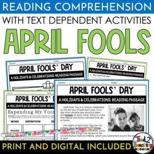 April Fools Holiday Nonfiction Reading Passage and Activities Pack by Tied 2 Teaching Product Cover
