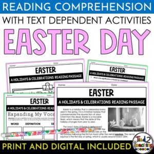 Easter Holiday Nonfiction Reading Passage and Activities Pack by Tied 2 Teaching Product Cover