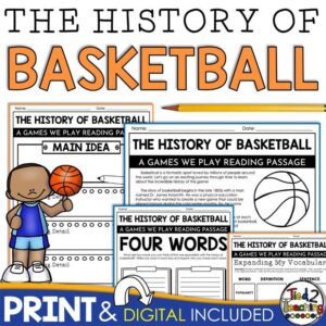 The History of Basketball Reading Passage and Activities by Tied 2 Teaching Product Cover