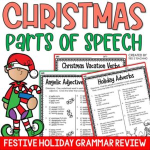Christmas Parts of Speech Printable Practice Pages from Tied 2 Teaching product cover