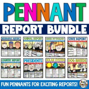 Pennant Report Bundle with a Collection of Different Student Pennant Reports by Tied 2 Teaching Product Cover