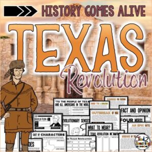 Texas Revolution Unit from Tied 2 Teaching product cover. Includes reading passages, graphic organizers, activities and more!