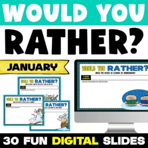 January and Winter Would You Rather Writing Prompts by Tied 2 Teaching Product Cover