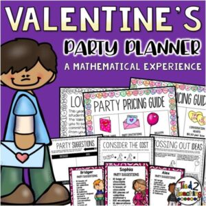 Valentine's Day Party Planner Math Activity for Upper Elementary by Tied 2 Teaching Product Cover