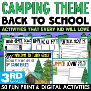 Camping Theme Back to School Activity Pack for 3rd Grade from Tied 2 Teaching Product Cover