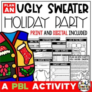 Plan an Ugly Sweater Christmas Party Project Based Learning PBL Activity from Tied 2 Teaching Product Cover