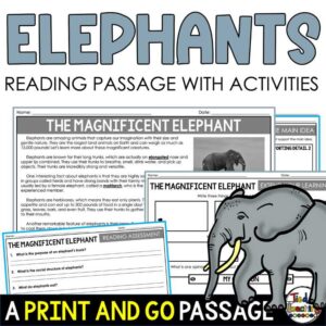 All About Elephants Reading Passage and Activities Pack for Upper Elementary Product Cover by Tied 2 Teaching