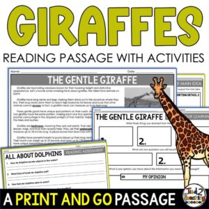All About Giraffes Reading Passage and Activities Pack for Upper Elementary Product Cover by Tied 2 Teaching