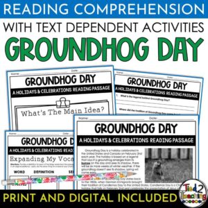 Groundhog Day Holiday Nonfiction Reading Passage and Activities Pack by Tied 2 Teaching Product Cover