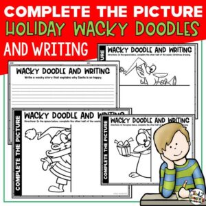 Christmas Wacky Doodles and Writing Prompts for Upper Elementary by Tied 2 Teaching product cover
