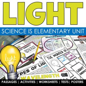 Light Energy Science Unit Product Cover from Tied 2 Teaching. Contains Reading Passages, Interactive Notebook Activities and More.