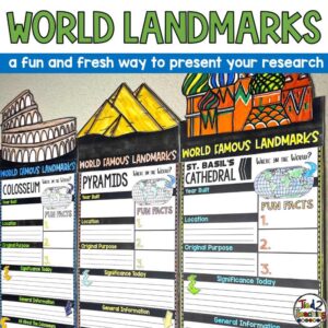 World Landmarks Research Report Pennants by Tied 2 Teaching Product Cover with Beautiful landmark pennant toppers.
