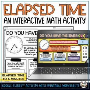 Elapsed Time to 5 Minutes Interactive Math Activity by Tied 2 Teaching Product Cover