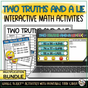 Two Truths and a Lie Interactive Math Activity Multiplication Bundle by Tied 2 Teaching product cover