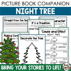 Night Tree Book Companion Pack with graphic organizers and activities product cover by Tied 2 Teaching