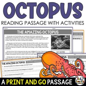 All About Octopus Reading Passage and Activities Pack for Upper Elementary Product Cover by Tied 2 Teaching