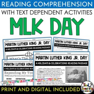 Martin Luther King Jr. Day MLK Day Reading Passage and Activity Pack by Tied 2 Teaching product cover