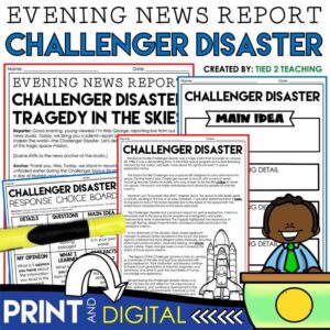 The Space Shuttle Challenger Disaster Reading Passages for Upper Elementary Pack by Tied 2 Teaching Product Cover