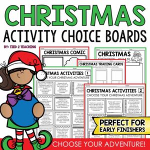 Christmas Activity Choice Boards for Kids Product Cover by Tied 2 Teaching