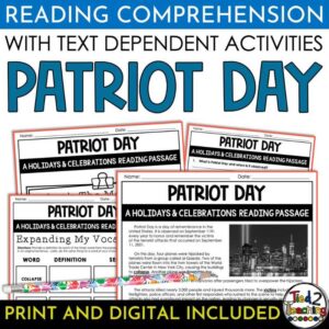 Patriot Day Holiday Nonfiction Reading Passage and Activities Pack by Tied 2 Teaching Product Cover