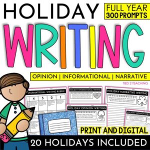 Holiday Writing Prompts for the Full Year by Tied 2 Teaching product cover