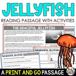 All About Jellyfish Reading Passage and Activities Pack for Upper Elementary Product Cover by Tied 2 Teaching