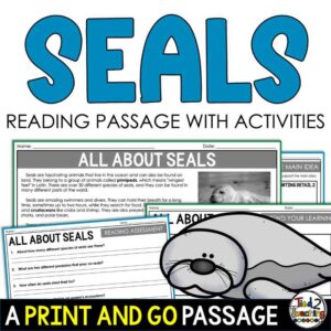 All About Seals Reading Passage and Activities Pack for Upper Elementary Product Cover by Tied 2 Teaching
