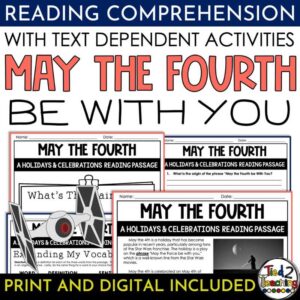 May the 4th be With You Star Wars Day Holiday Nonfiction Reading Passage and Activities Pack by Tied 2 Teaching Product Cover