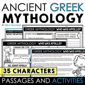 Ancient Greek Mythology Reading Passages and Activities Pack by Tied 2 Teaching Product Cover