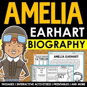 Amelia Earhart Mini Biography Unit by Tied 2 Teaching Product Cover