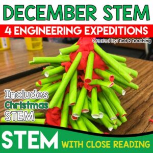 December STEM Challenge bundle with Reading Passages from Tied 2 Teaching Product Cover