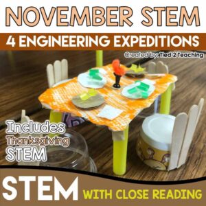 November STEM Challenge bundle with Reading Passages from Tied 2 Teaching Product Cover