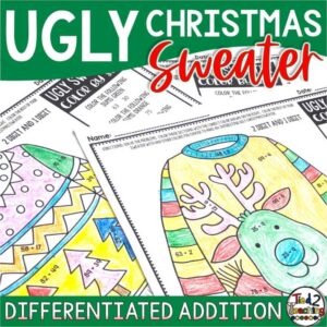 Ugly Christmas Sweater Color By Number Differentiated Addition by Tied 2 Teaching Product Cover