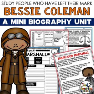 Bessie Coleman Biography pack by Tied 2 Teaching product cover. Includes reading passages, graphic organizers, posters, and activities.
