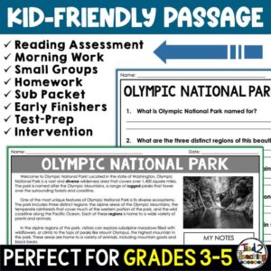 Olympic National Park Information Reading Passage Olympic Research ...