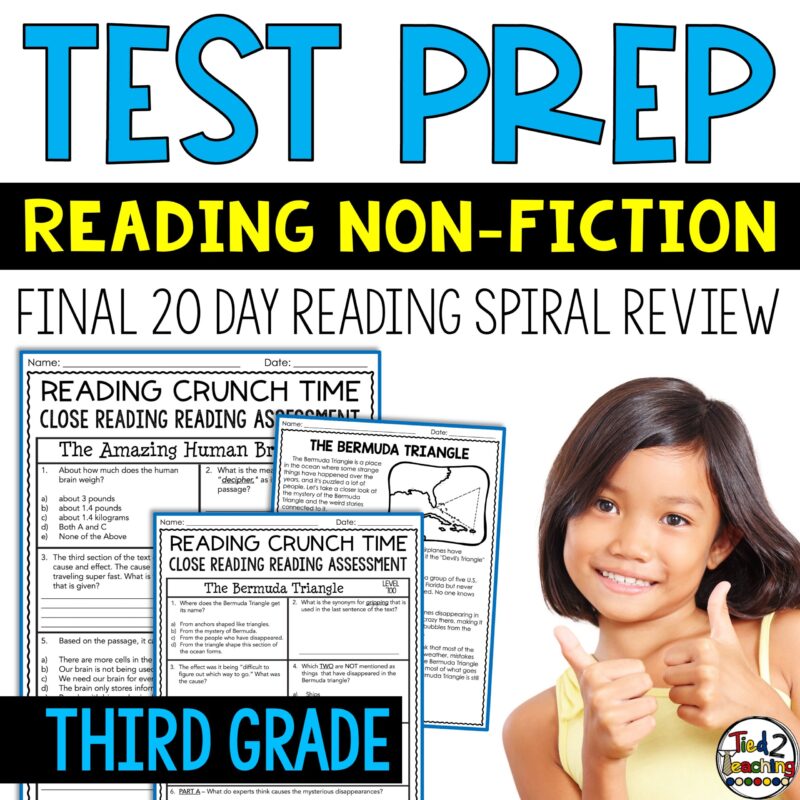 3rd Grade Reading Nonfiction Crunch Time Test Prep for Third Grade by Tied 2 Teaching Product Cover