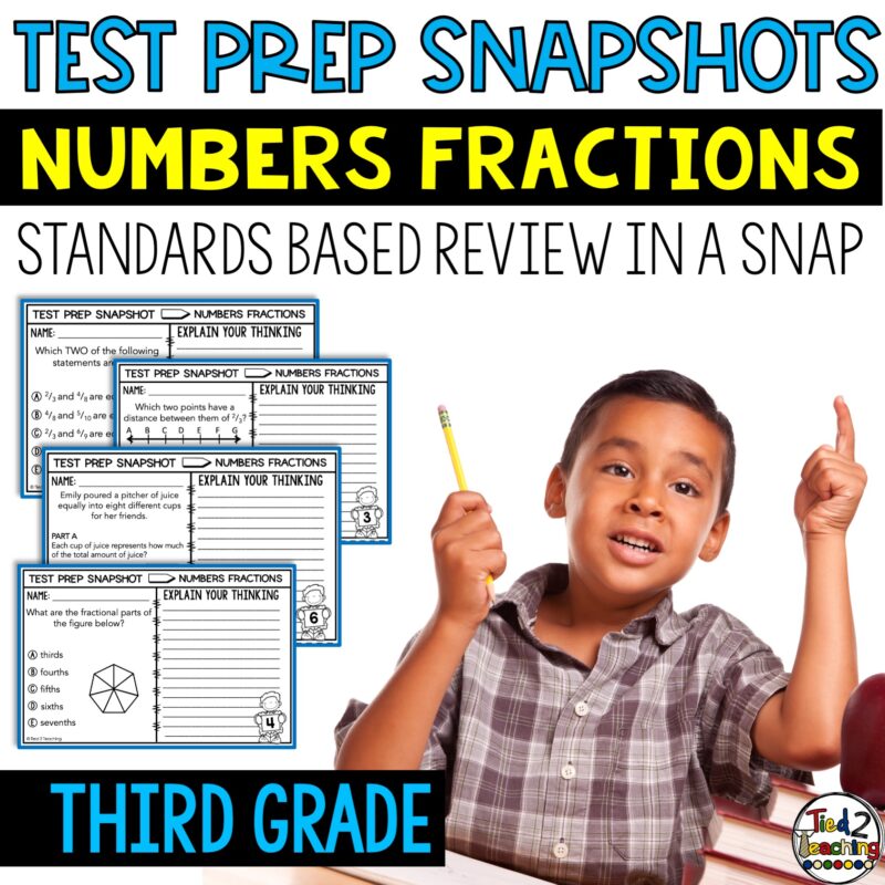 3rd Grade Math Test Prep Snapshots Fractions by Tied 2 Teaching Product Cover