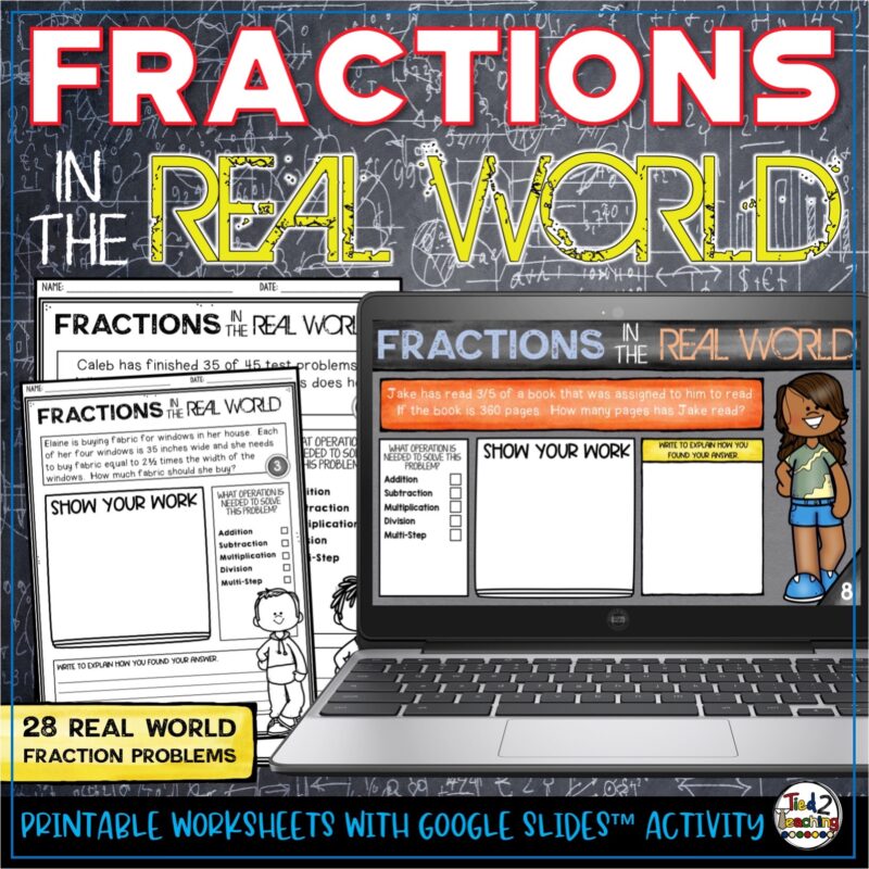 Fractions Word Problems Word Problem of the Day Practice by Tied 2 Teaching product Cover