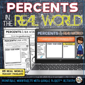 Percents Word Problems Word Problem of the Day Practice by Tied 2 Teaching product Cover