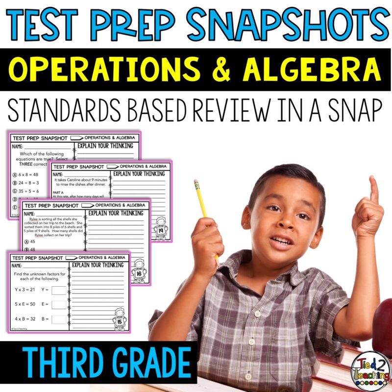 3rd Grade Math Test Prep Snapshots Operations and Algebra by Tied 2 Teaching Product Cover