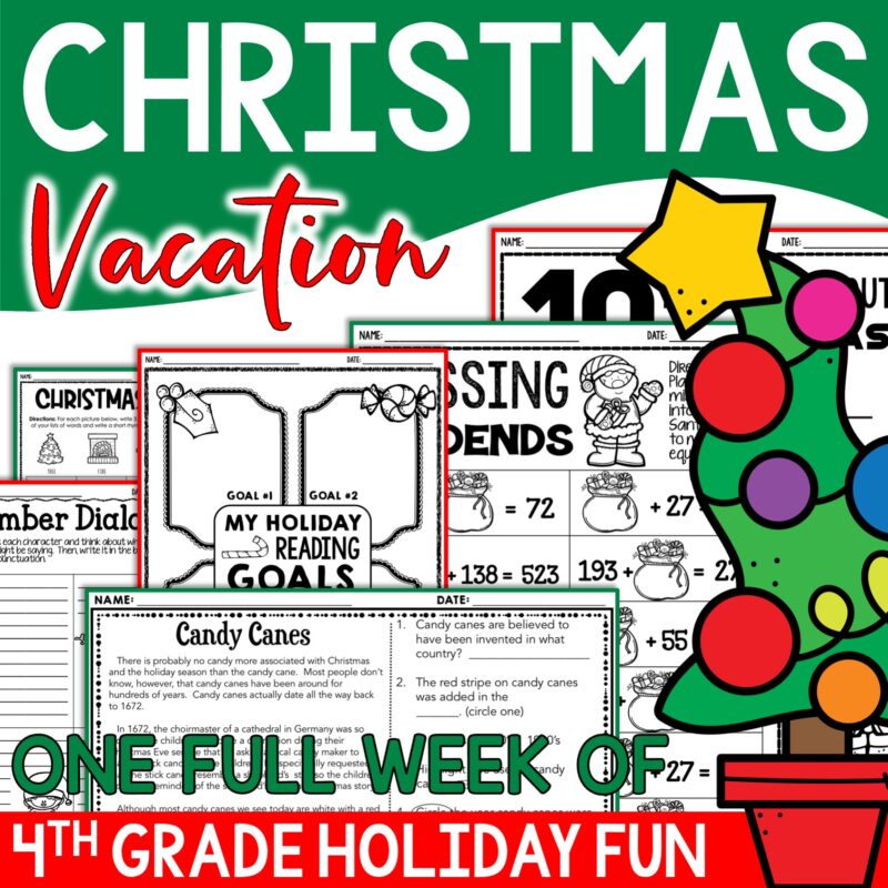4th Grade Christmas Activities Pack by Tied 2 Teaching Product Cover