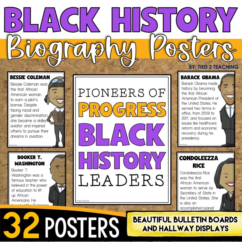 Black History Month Biography Posters and Bulletin Board Set by Tied 2 Teaching product cover